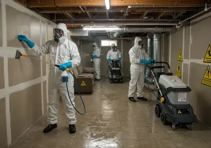 Basement Moisture Removal and Structural Drying process in Craig Beach, OH